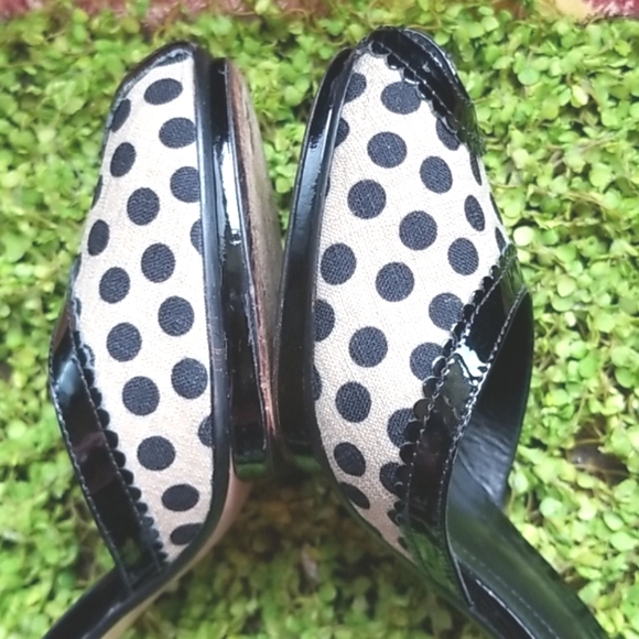 VIA SPIGA Peep Open Toe RETRO Spots Minnie White Polkadots Dance Heels EUC 8.5 - Picture 15 of 15